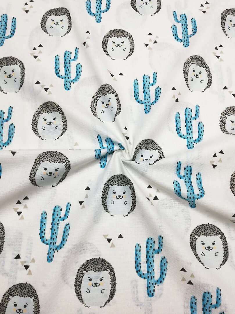 Ткань Бязь Узбекистан Ежики с кактусами 100*150 см