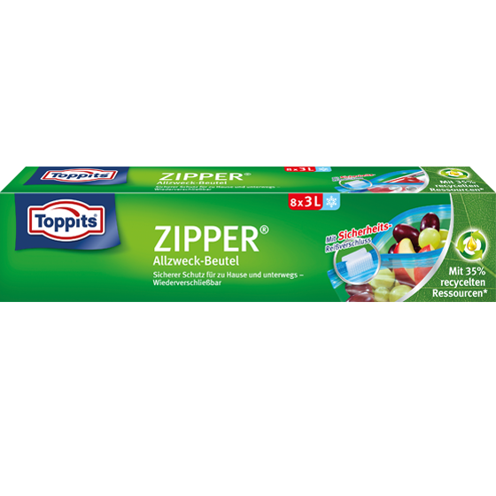 Универсальный закрывающийся пакет с застежкой ZIPPER Toppits, 8 x3л