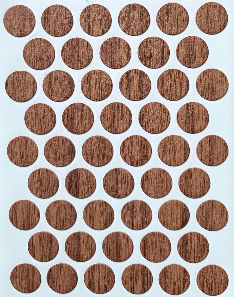 Заглушка мебельная самоклеящаяся, цвет Орех Дижон, D 18мм (3 листа)