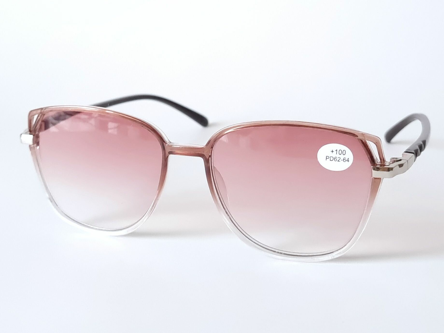 Готовые очки женские Focus тонированные / женские солнцезащитные очки / готовые очки для коррекции зрения / очки с диоптриями 8326 c2+3,5