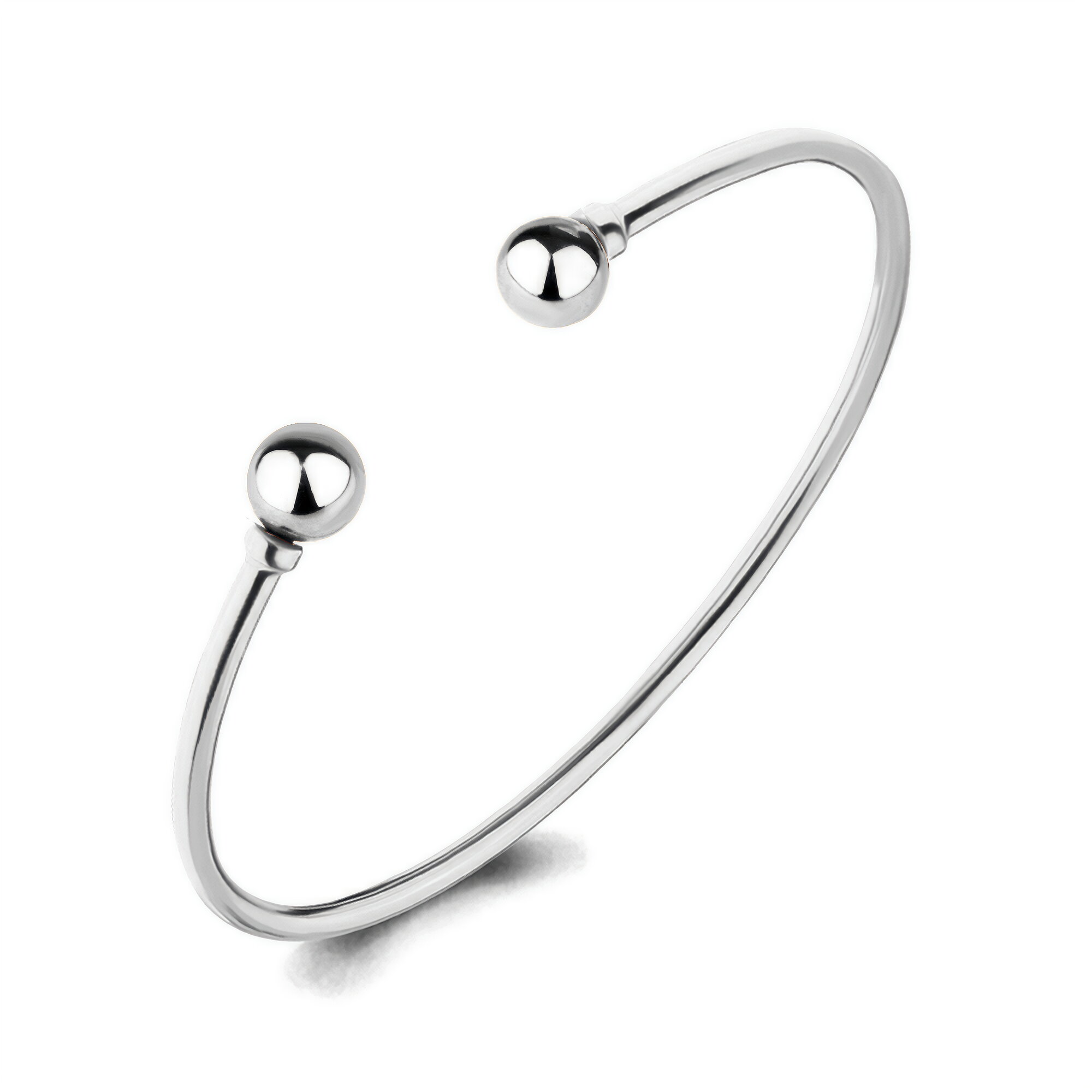 Жесткий браслет Diamant online, серебро, 925 проба, родирование