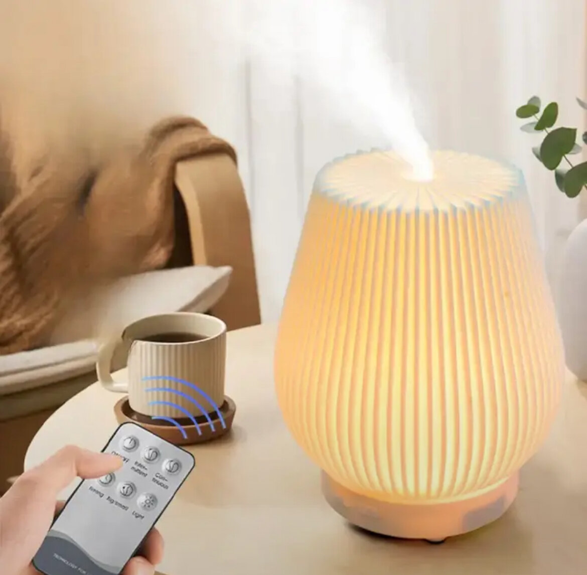 Увлажнитель воздуха, увлажнитель воздуха с изменениями цвета, увлажнитель с пультом, 200 мл, белый