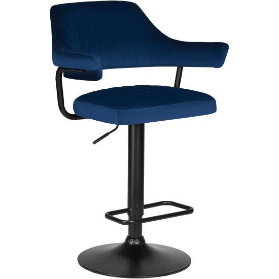 Стул барный Dobrin CHARLY BLACK (синий велюр ( M J9-117))