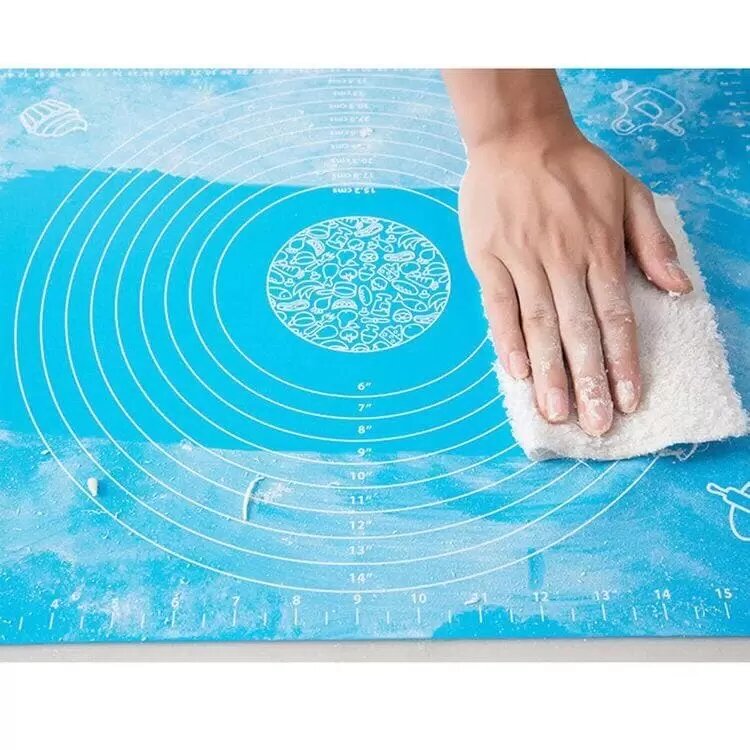 Силиконовый коврик для раскатки теста, 60*45см, голубой