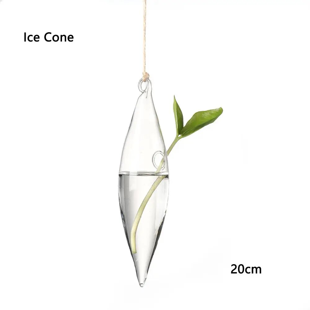 Стеклянная подвесная ваза Ice Cone(20cm)