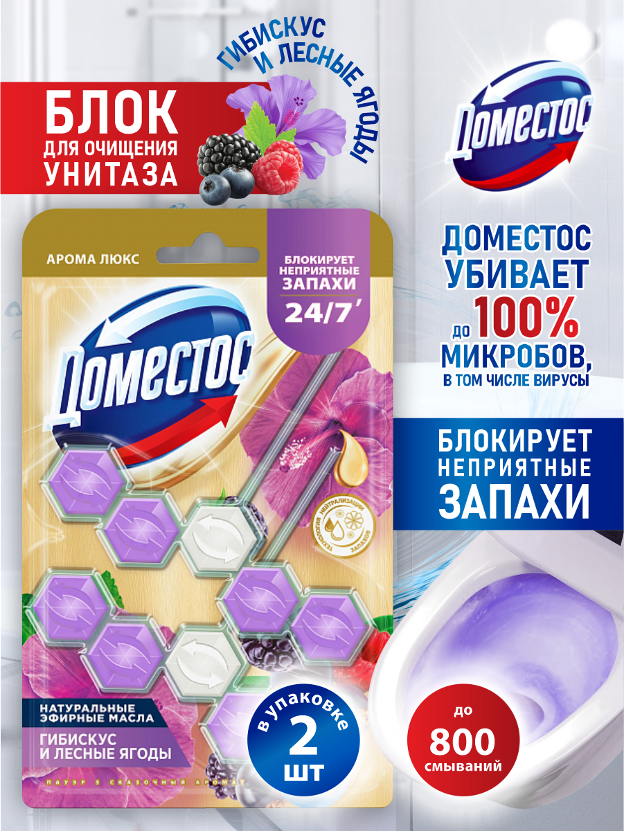 Доместос Блок для очищения унитаза POWER 5+ сказочный аромат 2*50 гр