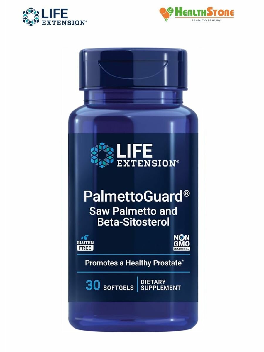 Life Extension Palmetto Guard Saw Palmetto and Beta- Sitosterol 30 софтгелевых капсул, со пальметто Бета-ситостерол с сереноей