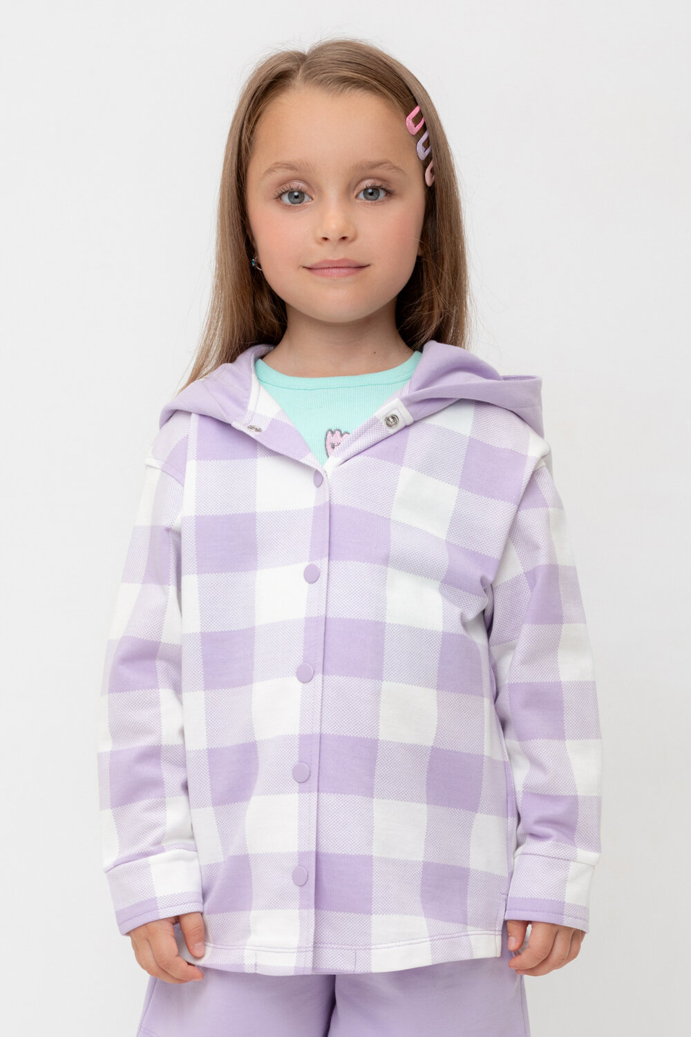 Куртка crockid КР 302698/пастельно-лиловый,клетка виши к541