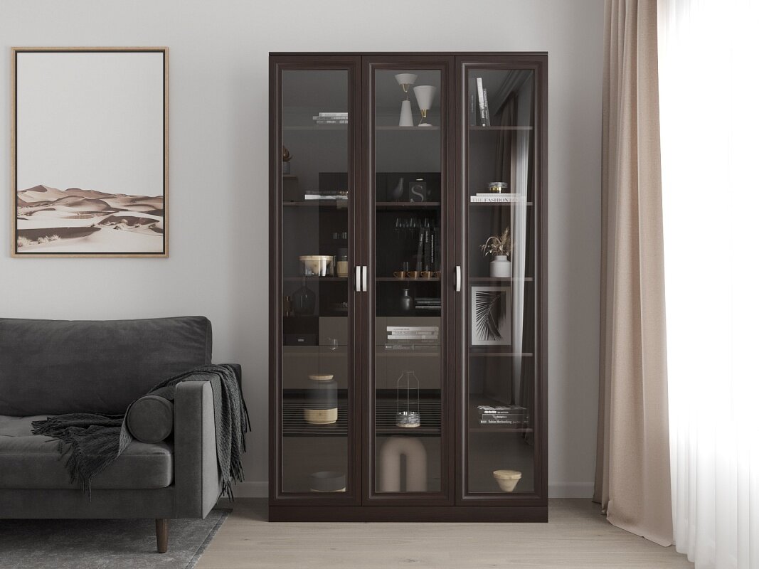 Книжный шкаф Мебель Лэнд24 Библиограф - 3 №1 Венге 90x30x200