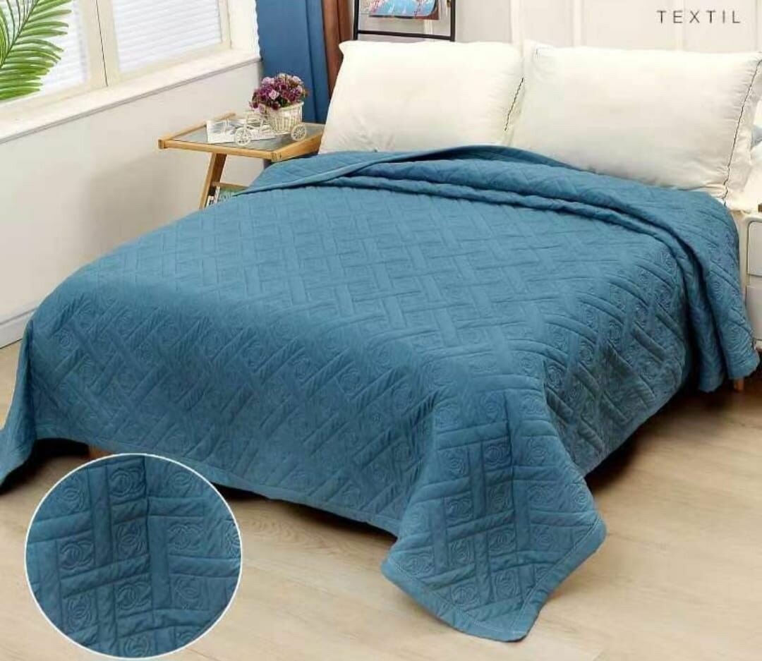 Покрывало хлопковое стеганое двустороннее на кровать 220х240