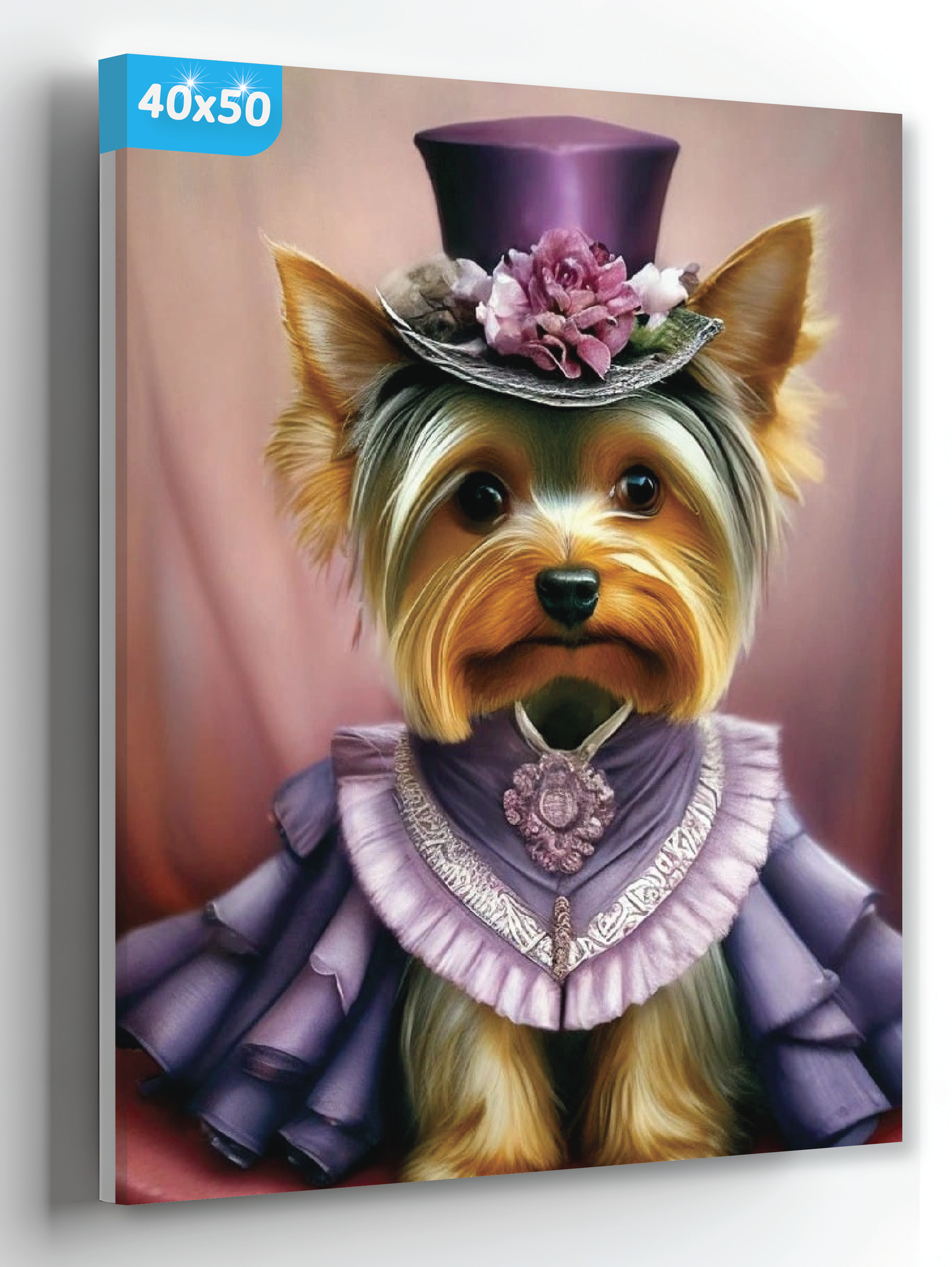 Алмазная мозаика на подрамнике Йоркширский терьер 40х50 Полная выкладка